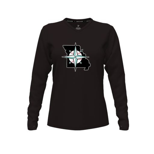 [FTLVCFBK-FYXS-LOGO3] Comfort T-Shirt (Female Youth XS, Black, V Neck, Logo 3, Long Sleeve)