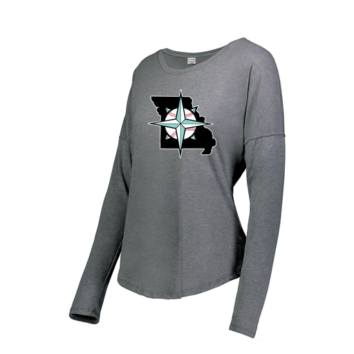 [3077.013.XS-LOGO3] Ladies LS Ultra-blend T-Shirt (Female Adult XS, Gray, Logo 3)